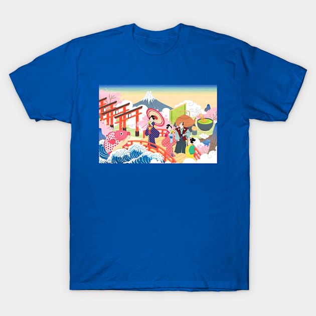 Geisha on Bridge T-Shirt by machmigo